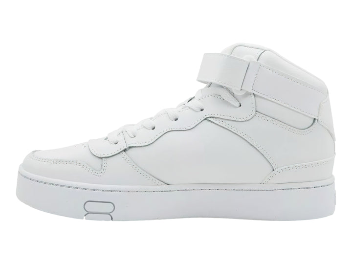 Tenis FILA MGX-100 Mid en color blanco total con correa de velcro y suela ancha.