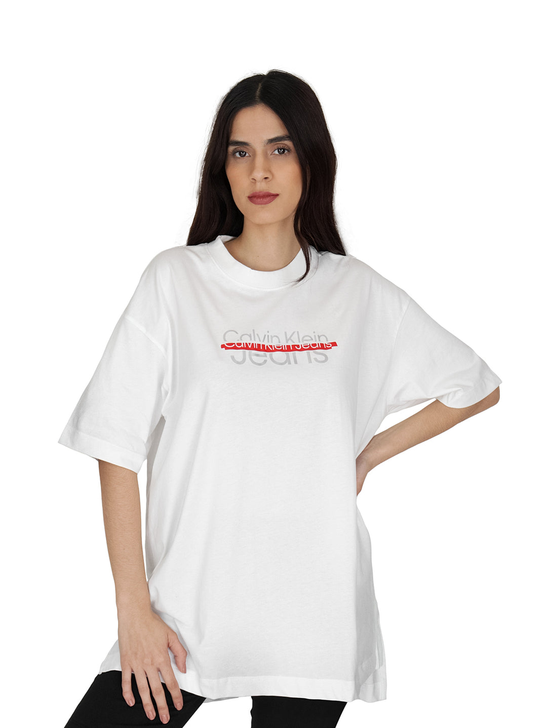 Playera Calvin Klein Oversized Blanca para Mujer