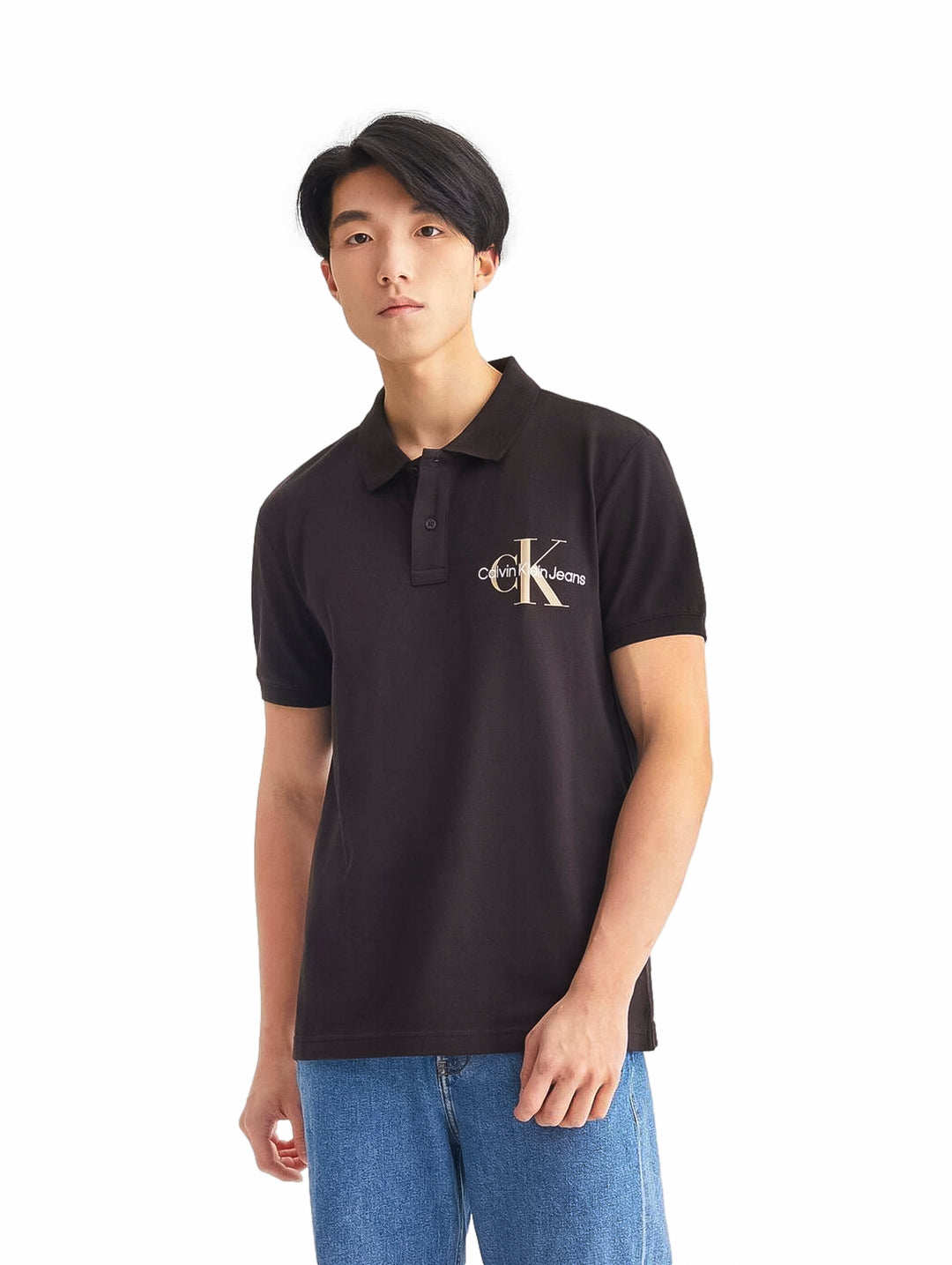 Playera Polo Calvin Klein Archival Monologo Negro para Hombre