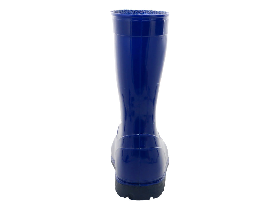Bota de lluvia azul brillante para niños con estampado de Spider-Man.