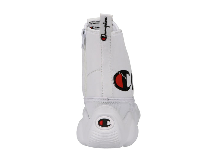 Tenis Champion blancos de bota con suela chunky y logotipo en el lateral.