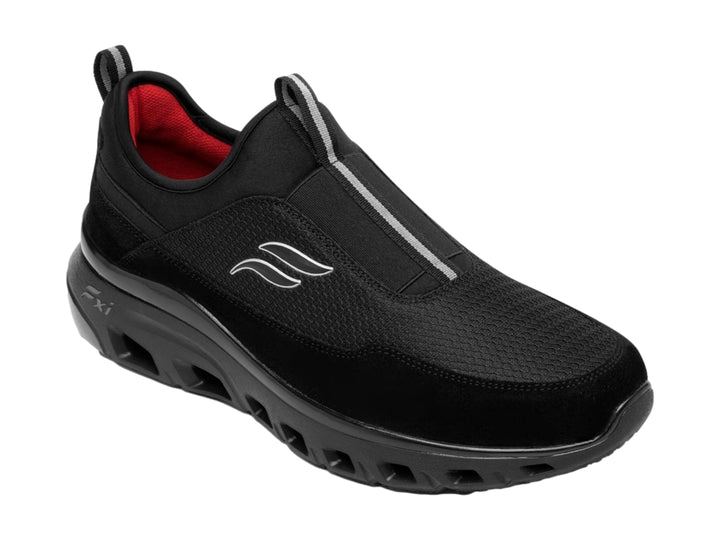 Zapato deportivo Flexi color negro, diseño sin cordones con suela amortiguada y tejido transpirable.