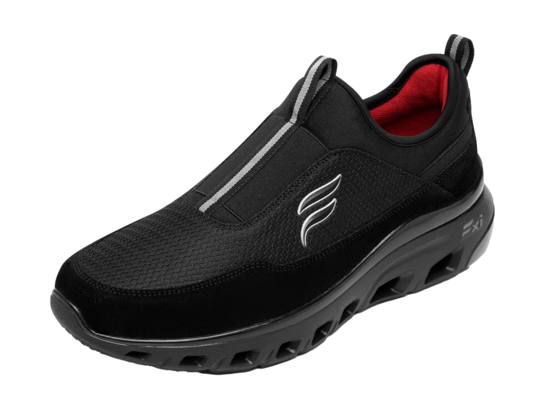 Zapato deportivo Flexi color negro, diseño sin cordones con suela amortiguada y tejido transpirable.