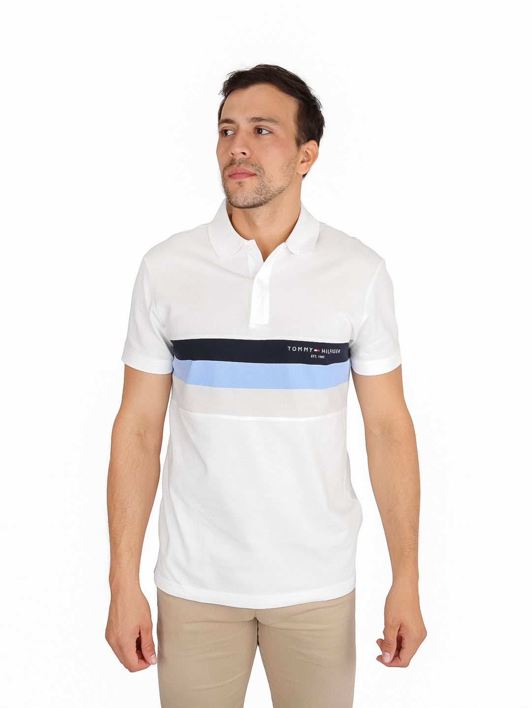 Playera Polo Tommy Hilfiger Colourblock Blanco para Hombre