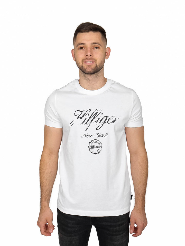 Playera Tommy Hilfiger Blanca con Estampado para Hombre