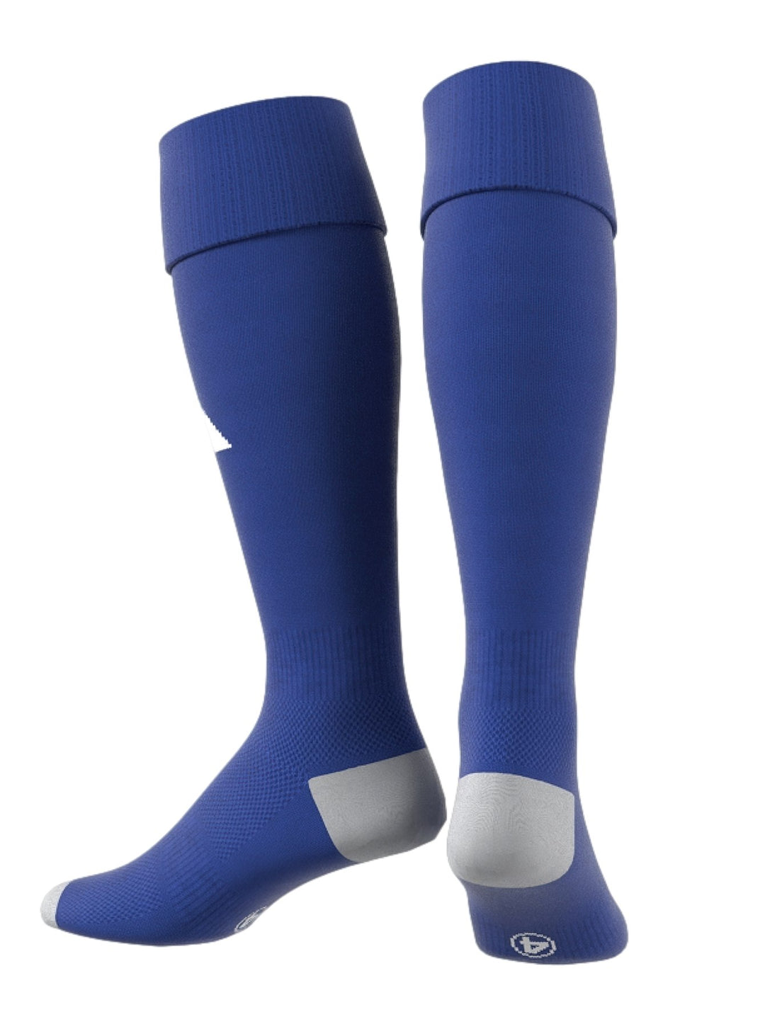 Par de calcetines deportivos Adidas en color azul royal con detalles blancos en punta y talón.