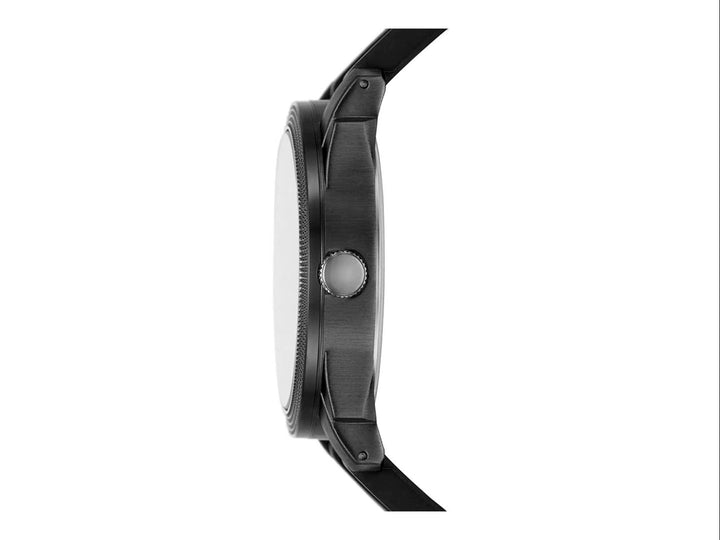 Set de 3 piezas FOLIO: reloj negro con esfera azul, pulsera negra y multiherramienta azul.