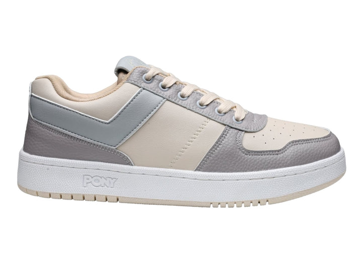 Tenis PONY City Wings en colores gris y beige con suela blanca.