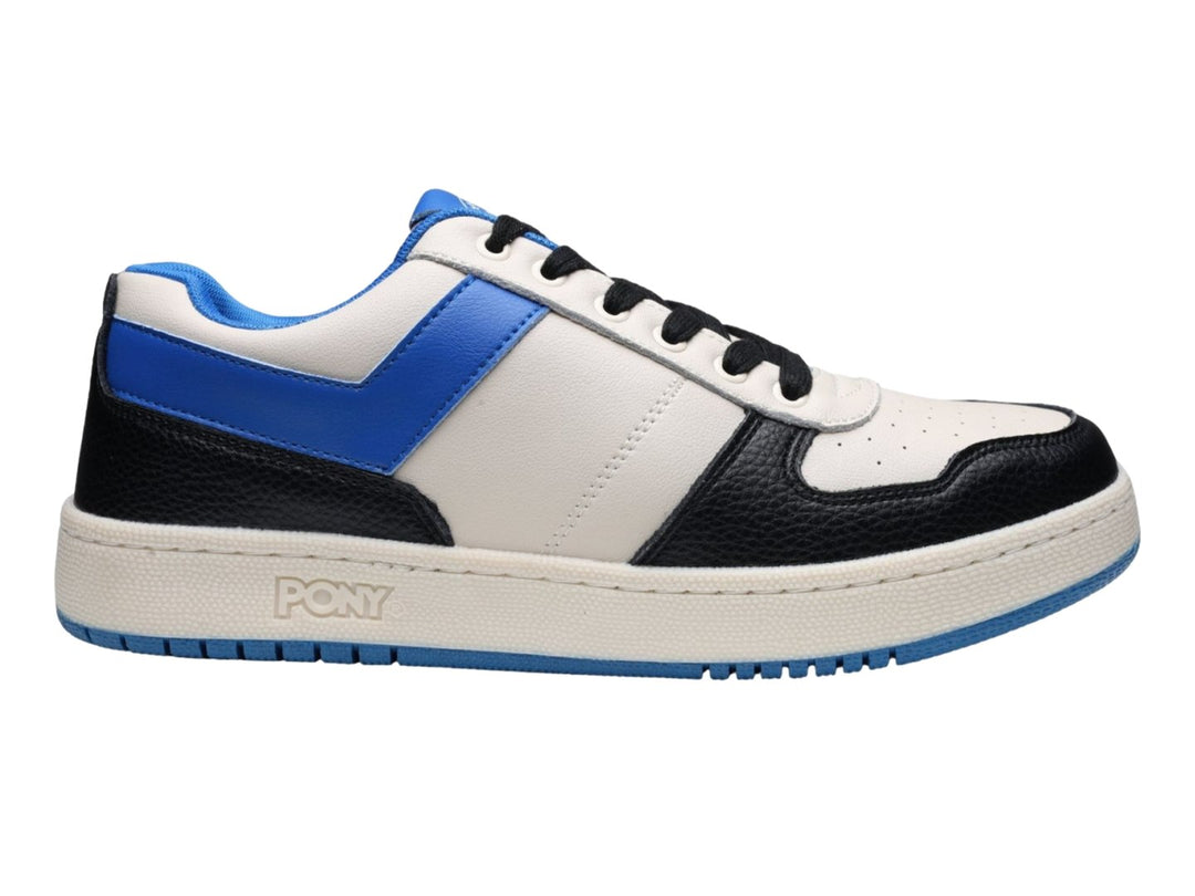 Tenis PONY City Wings de colores blanco, azul oscuro y negro con suela blanca.