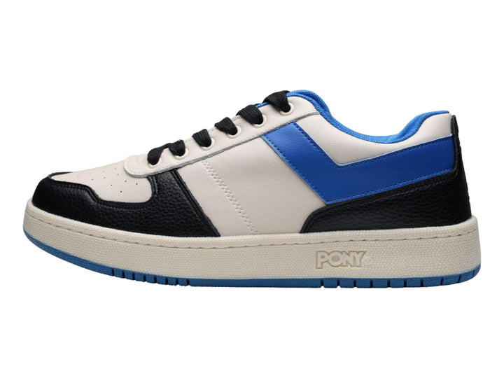 Tenis PONY City Wings de colores blanco, azul oscuro y negro con suela blanca.