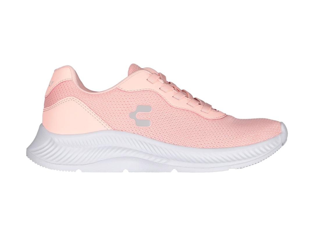 Tenis deportivos Charly de color rosa con suela blanca y tejido de malla.