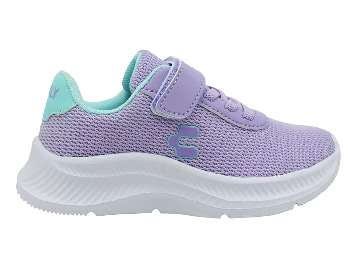Tenis deportivos Charly color lila con detalles en aqua y suela blanca gruesa para Niña.