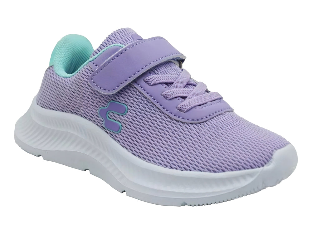 Tenis deportivos Charly color lila con detalles en aqua y suela blanca gruesa para Niña.