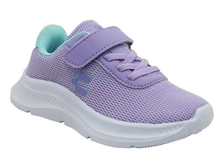 Tenis deportivos Charly color lila con detalles en aqua y suela blanca gruesa para Niña.