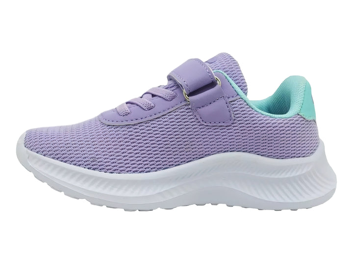Tenis deportivos Charly color lila con detalles en aqua y suela blanca gruesa para Niña.