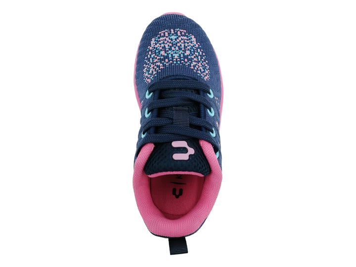 Tenis deportivos para Niño o Niña en color azul marino con suela y detalles en rosa.
