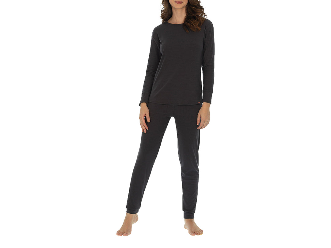 Pijama Skiny Manga Larga y Jogger Gris para Mujer