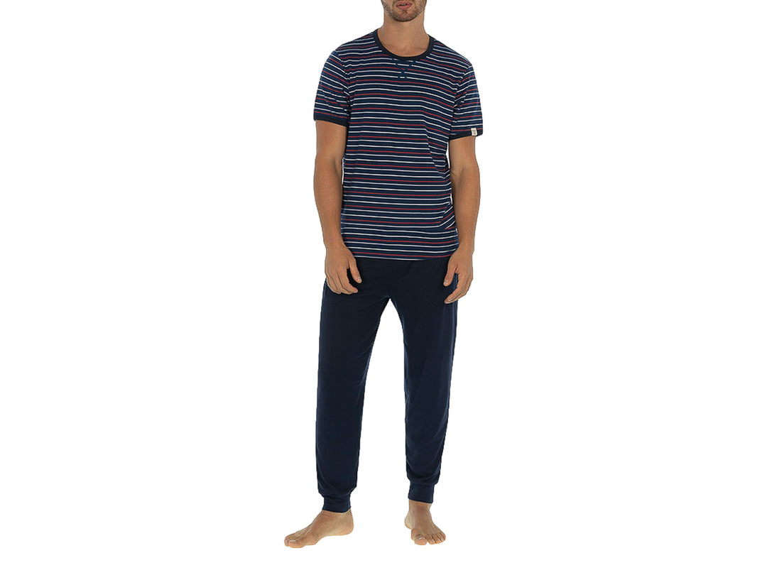 Pijama Skiny Marino de Manga Corta y Jogger para Hombre