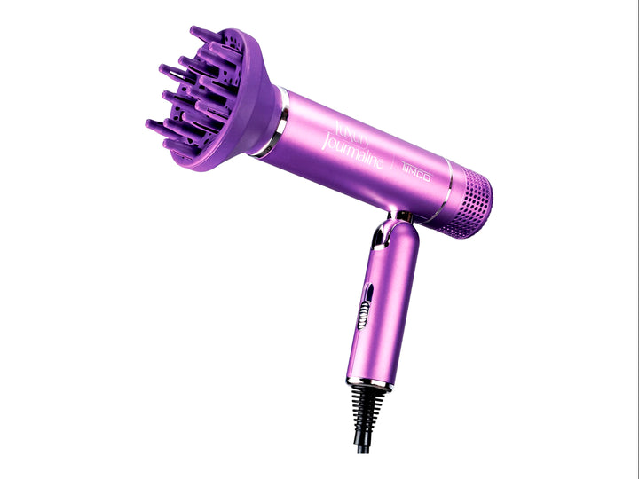 Secadora de cabello TIMCO color morado brillante con diseño ultra delgado.