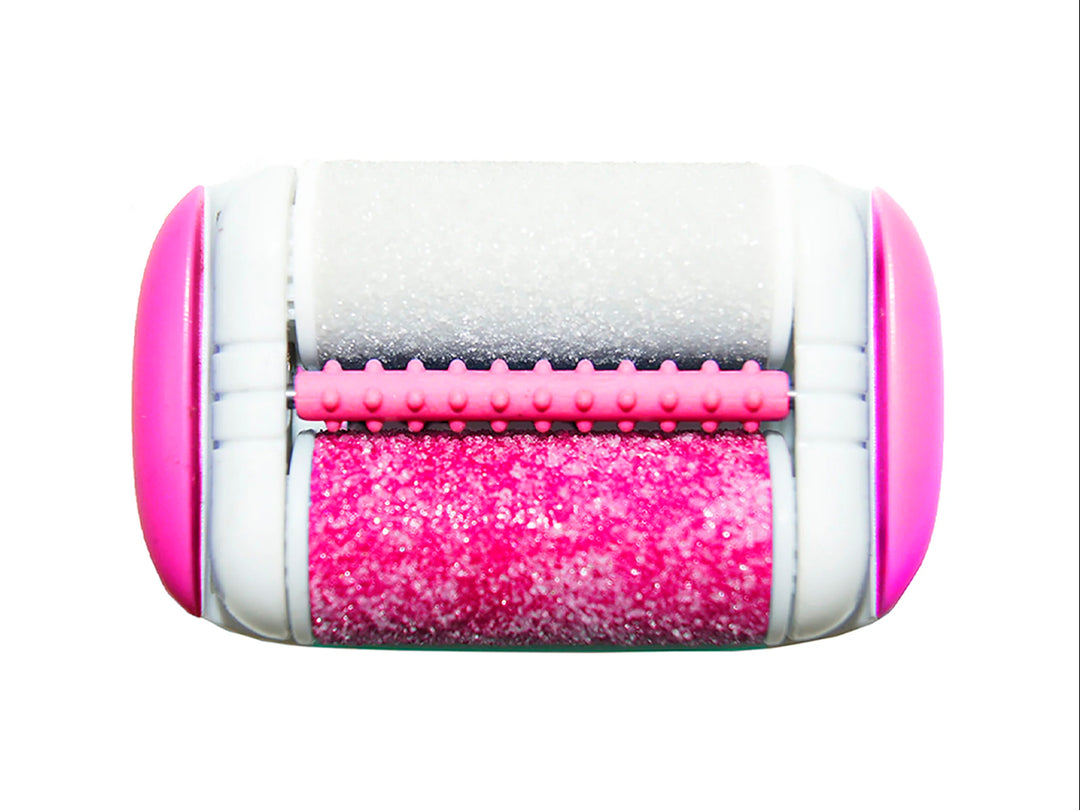 Depiladora recargable TIMCO 3 en 1 de color blanco con detalles en rosa y tres cabezales intercambiables.