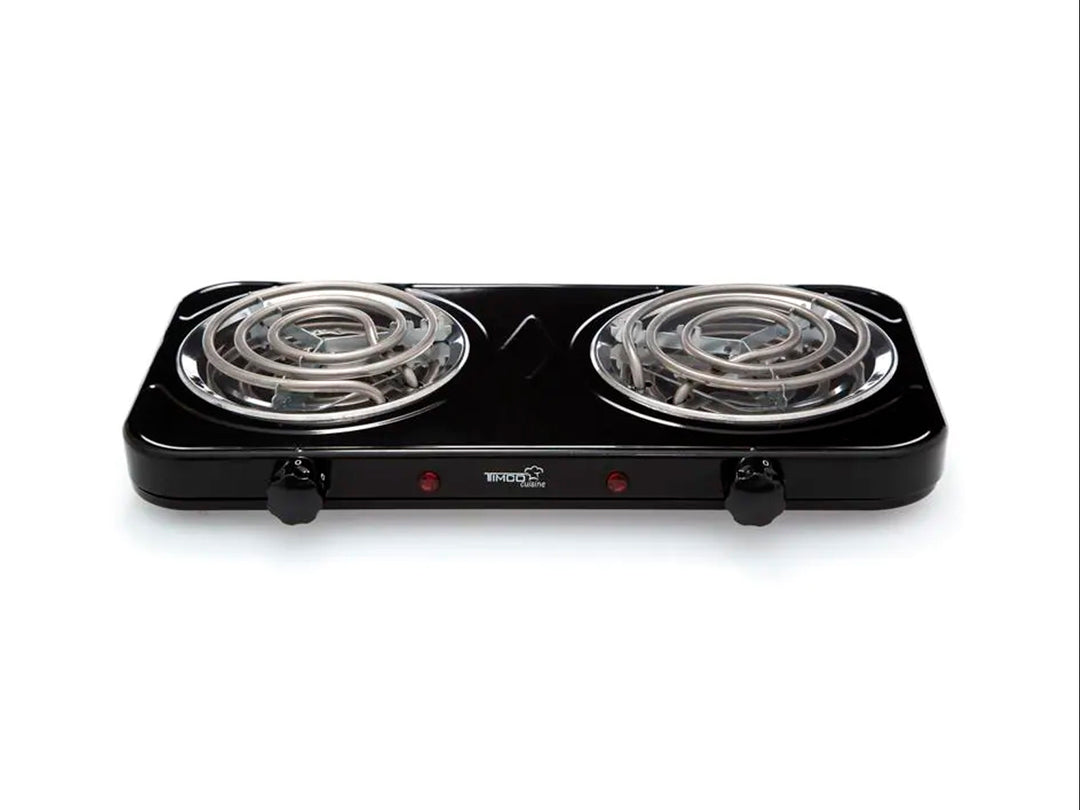 Parrilla Eléctrica Timco de 2 Quemadores Color Negra