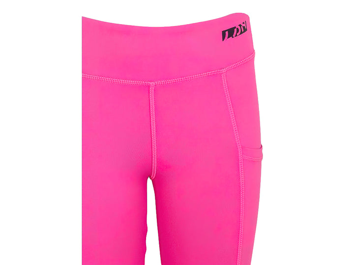 Leggings deportivos de color rosa intenso con cintura elástica.
