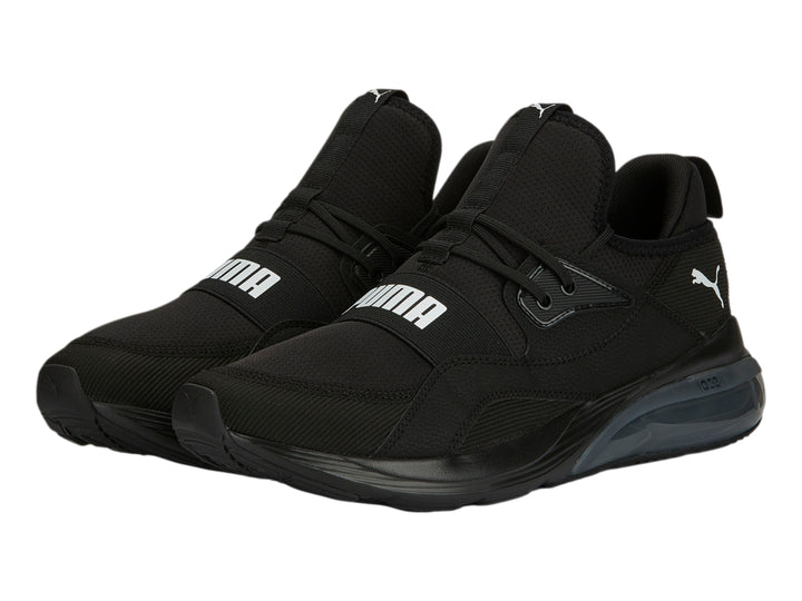 Tenis deportivo Puma en color negro con tejido de malla y suela robusta