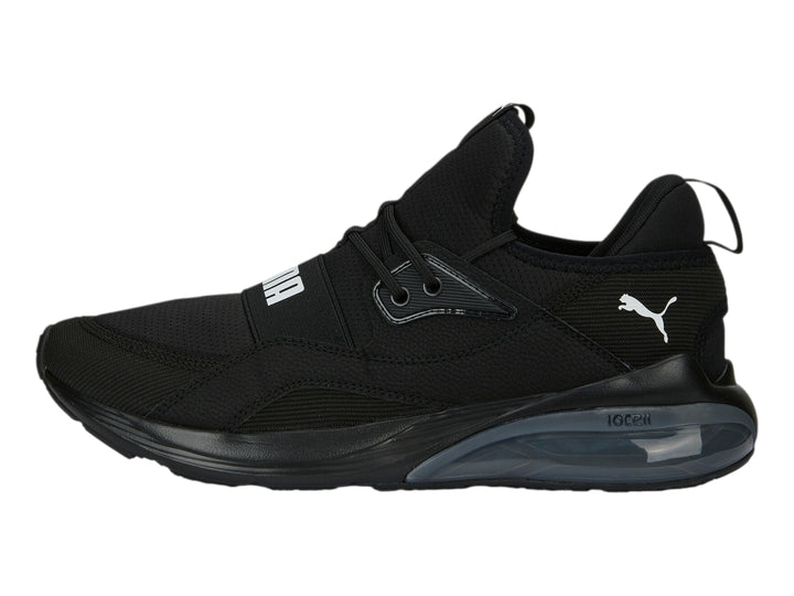 Tenis deportivo Puma en color negro con tejido de malla y suela robusta