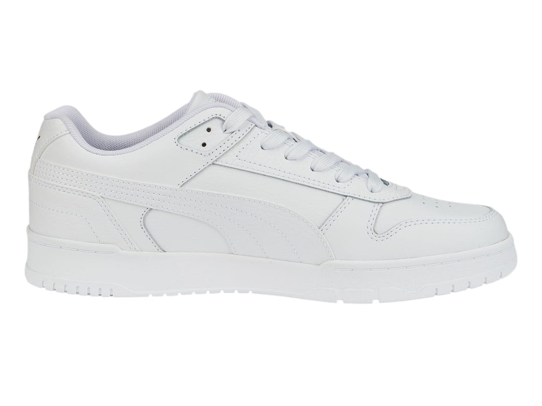 Tenis PUMA RBD Game Low en color blanco total, vista lateral.