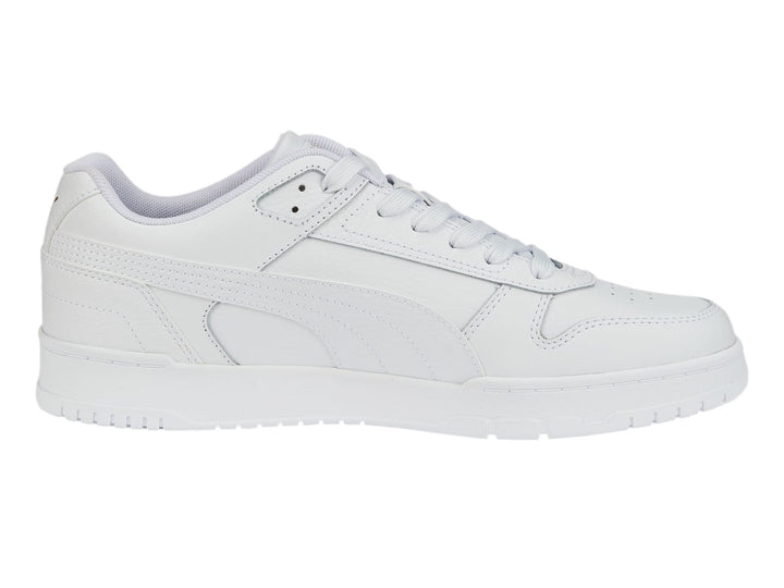 Tenis PUMA RBD Game Low en color blanco total, vista lateral.