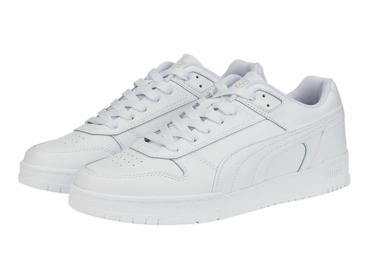 Tenis PUMA RBD Game Low en color blanco total, vista lateral.