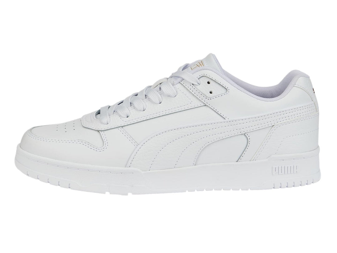 Tenis PUMA RBD Game Low en color blanco total, vista lateral.