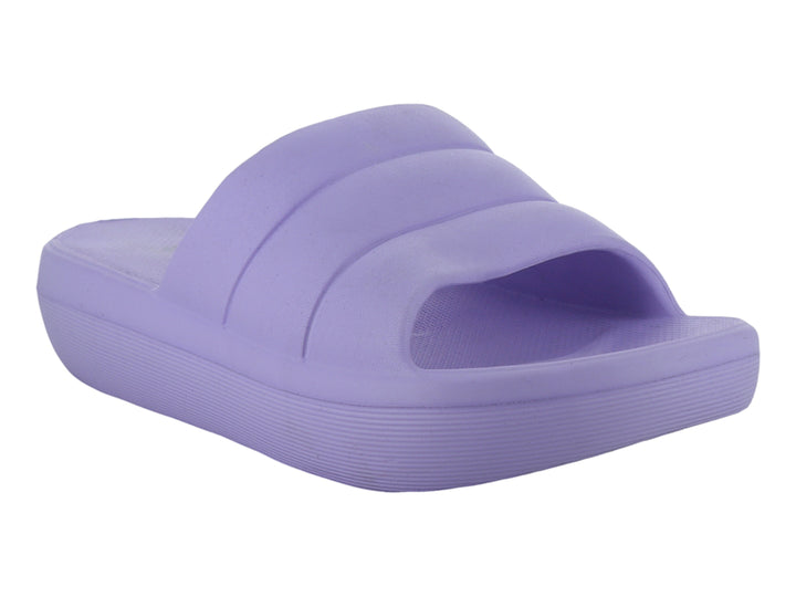 Sandalia deslizante color lila de la marca Isla Flow con suela ancha y diseño minimalista.
