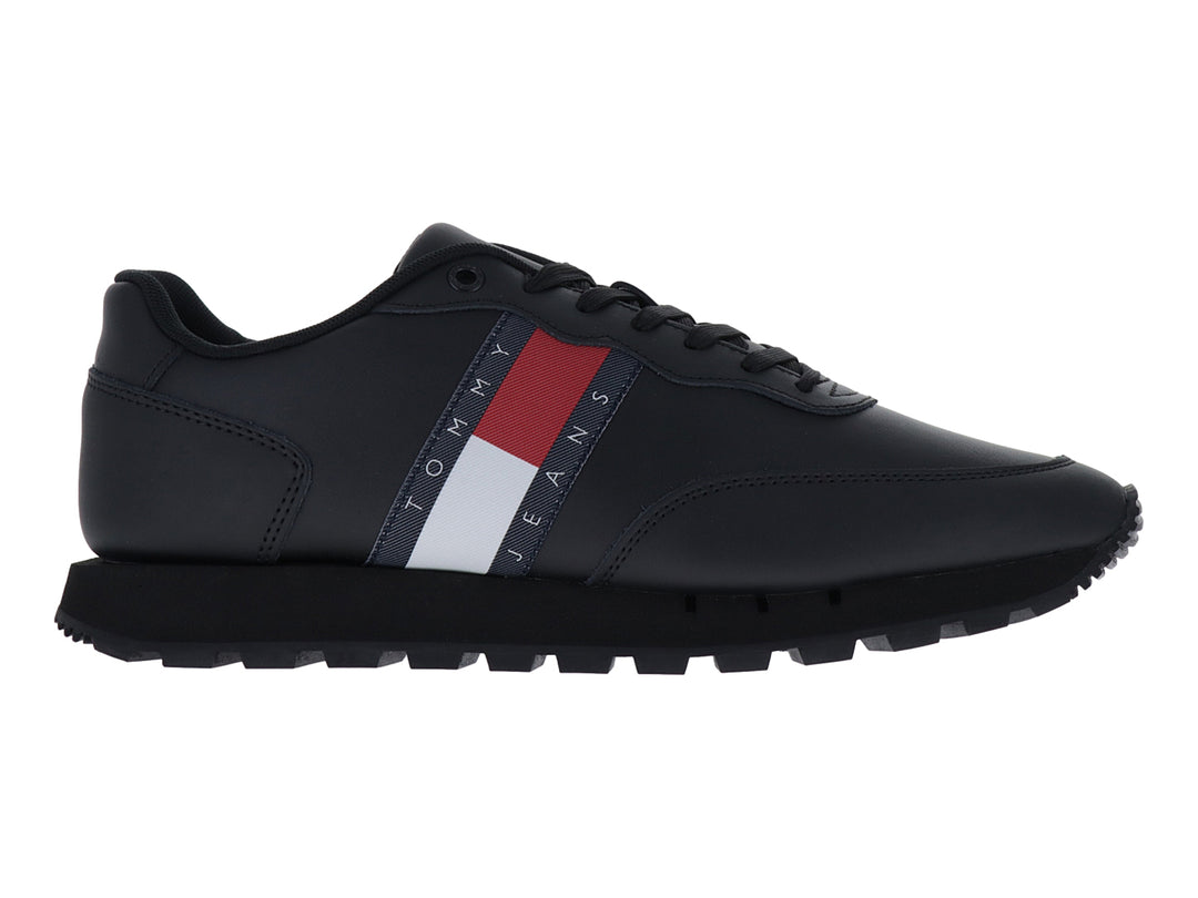 Tenis Tommy Hilfiger Tommy Jeans Leather Runner Negro para Hombre