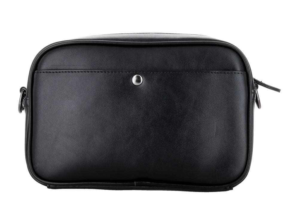 Bolso estilo cartera color negro de la marca Felianna con acabado liso y diseño compacto.