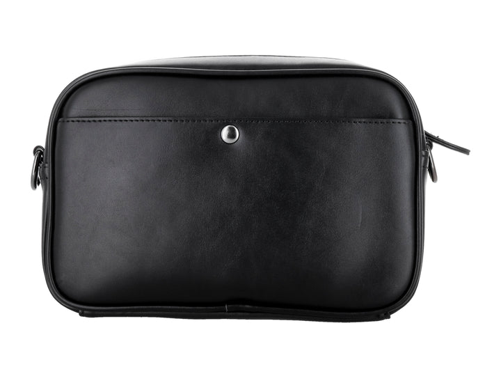 Bolso estilo cartera color negro de la marca Felianna con acabado liso y diseño compacto.