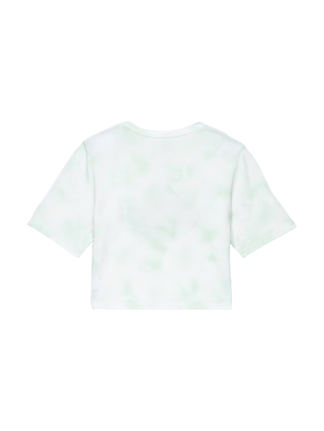 Playera crop top color aqua con diseño gráfico de un ojo psicodélico en el centro.