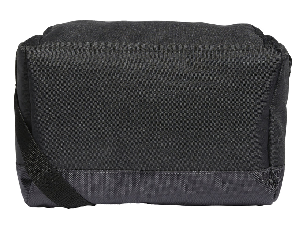 Bolsa térmica Adidas color gris oscuro con correa ajustable y cierre superior.