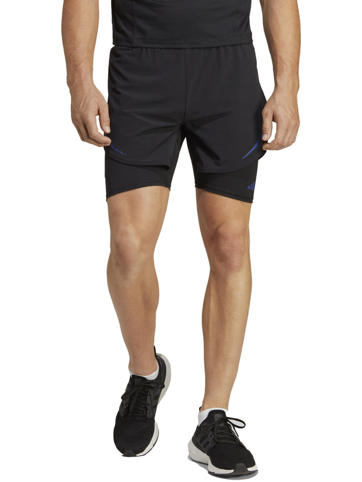 Shorts deportivos Adidas color negro modelo 2 en 1 para hombre, ideales para entrenamiento HIIT.