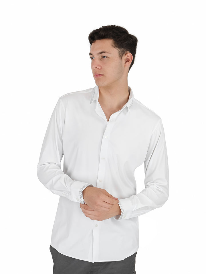 Camisa Barabas Manga Larga Blanco y Plata para Hombre