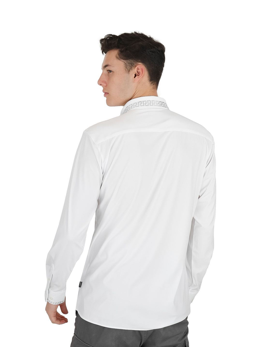 Camisa Barabas Manga Larga Blanco y Plata para Hombre