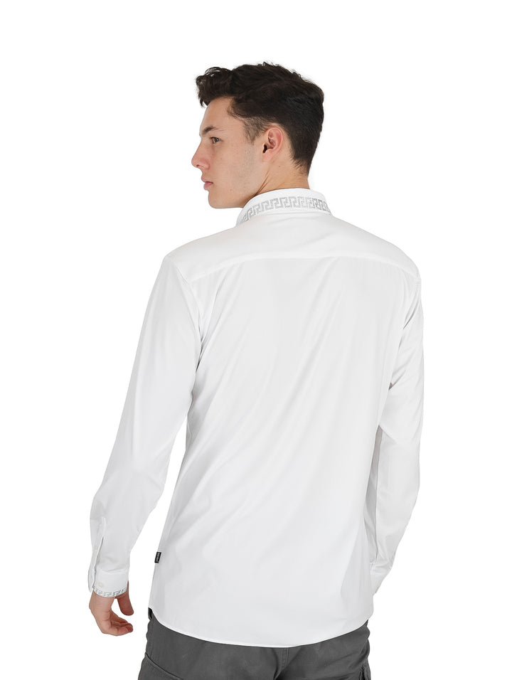 Camisa Barabas Manga Larga Blanco y Plata para Hombre