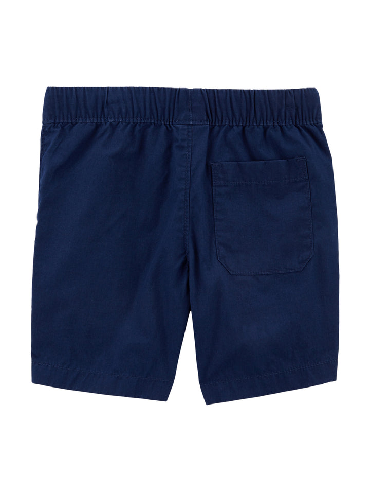 Shorts color azul marino para niño con jareta blanca en la cintura.