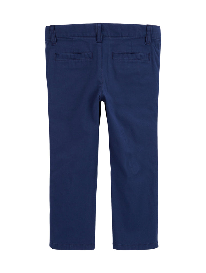 Pantalón color azul marino para niño con botón frontal.
