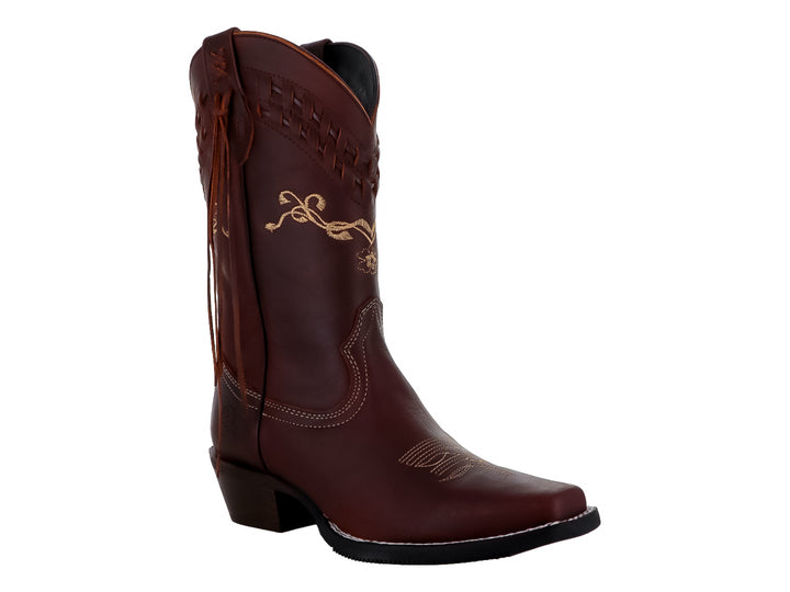 Botas Vaqueras Caballo Dorado Color Café para Mujer