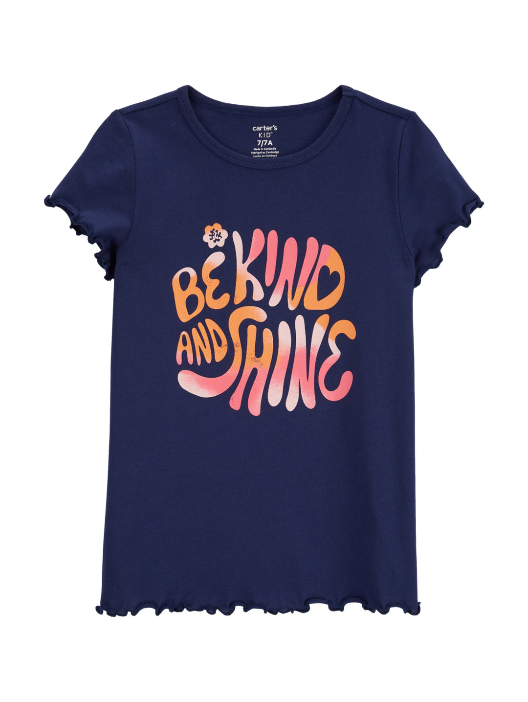 Playera azul marino para niña con estampado colorido &