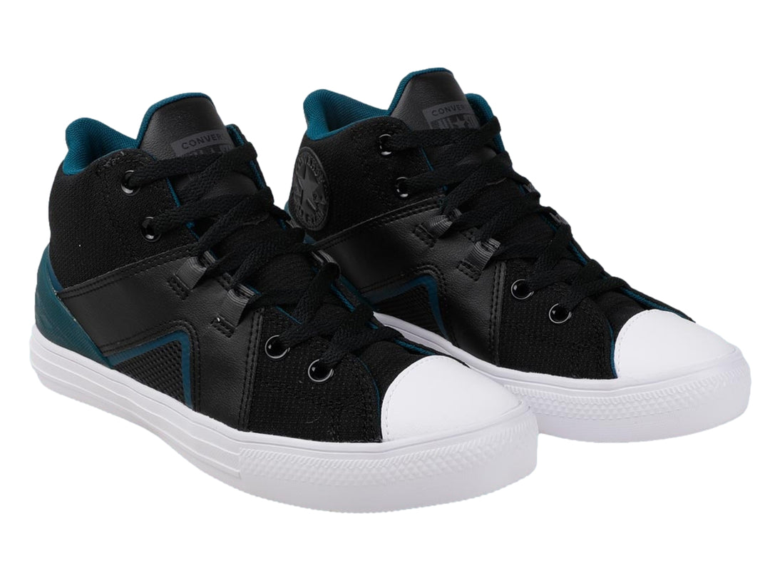 Tenis Converse Chuck Taylor All Star Flux Ultra en color negro y verde oscuro con suela blanca.