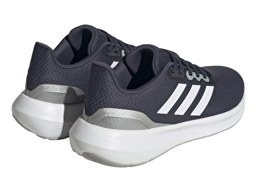 Tenis deportivos Adidas Runfalcon 3.0 en color azul marino con franjas blancas y suela blanca.