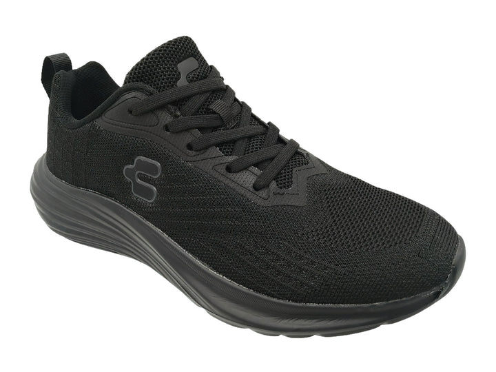 Tenis deportivos Charly de color negro con tejido de malla y suela sintética.