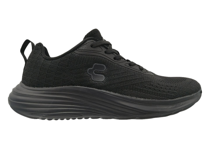 Tenis deportivos Charly de color negro con tejido de malla y suela sintética.